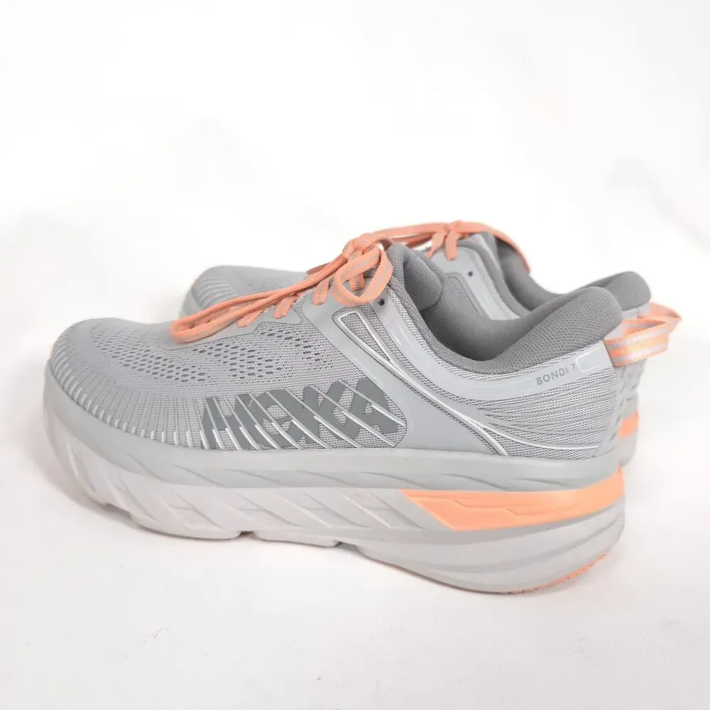 HOKA‎ Women's US 9 Gray Peach Athletic Sneakers Running Cushioned BONDI 7